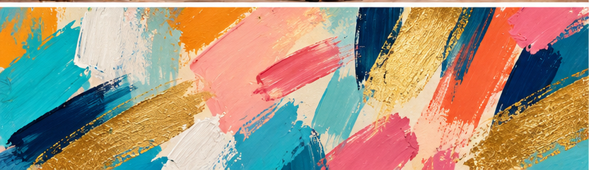 Ladies night and drinks paint party kits banner with colorful expressive painted brushstrokes and gold accents