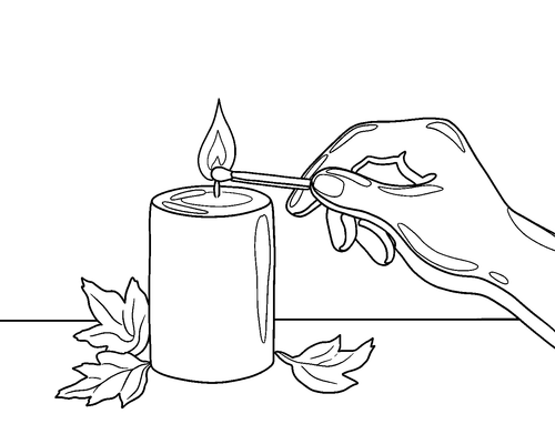 Autumn Candlelight pre-traced canvas line drawing