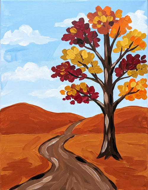 Autumn Country Road Paint Party Kit painting