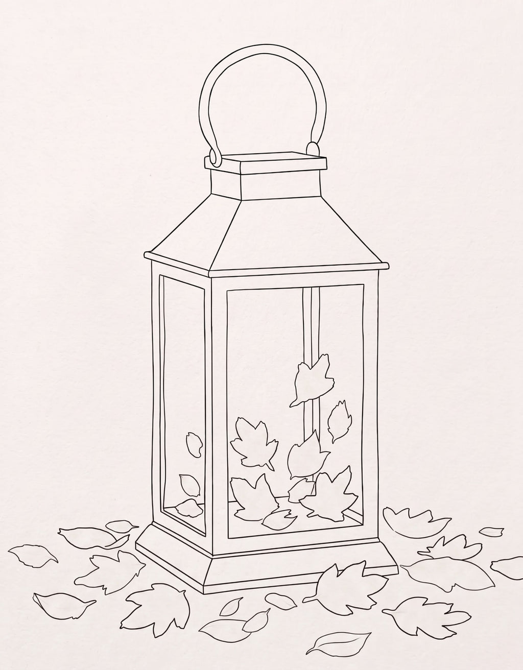 Autumn Lantern pre-traced canvas line drawing