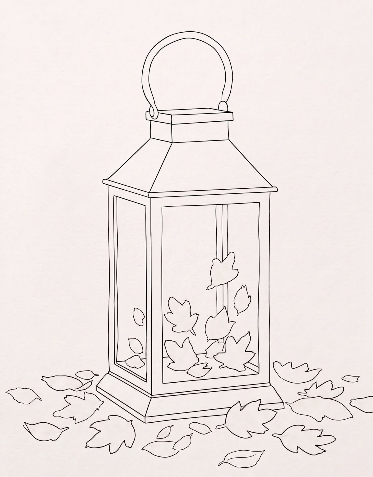 Autumn Lantern pre-traced canvas line drawing