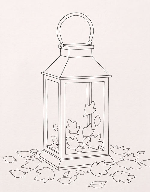 Autumn Lantern pre-traced canvas line drawing