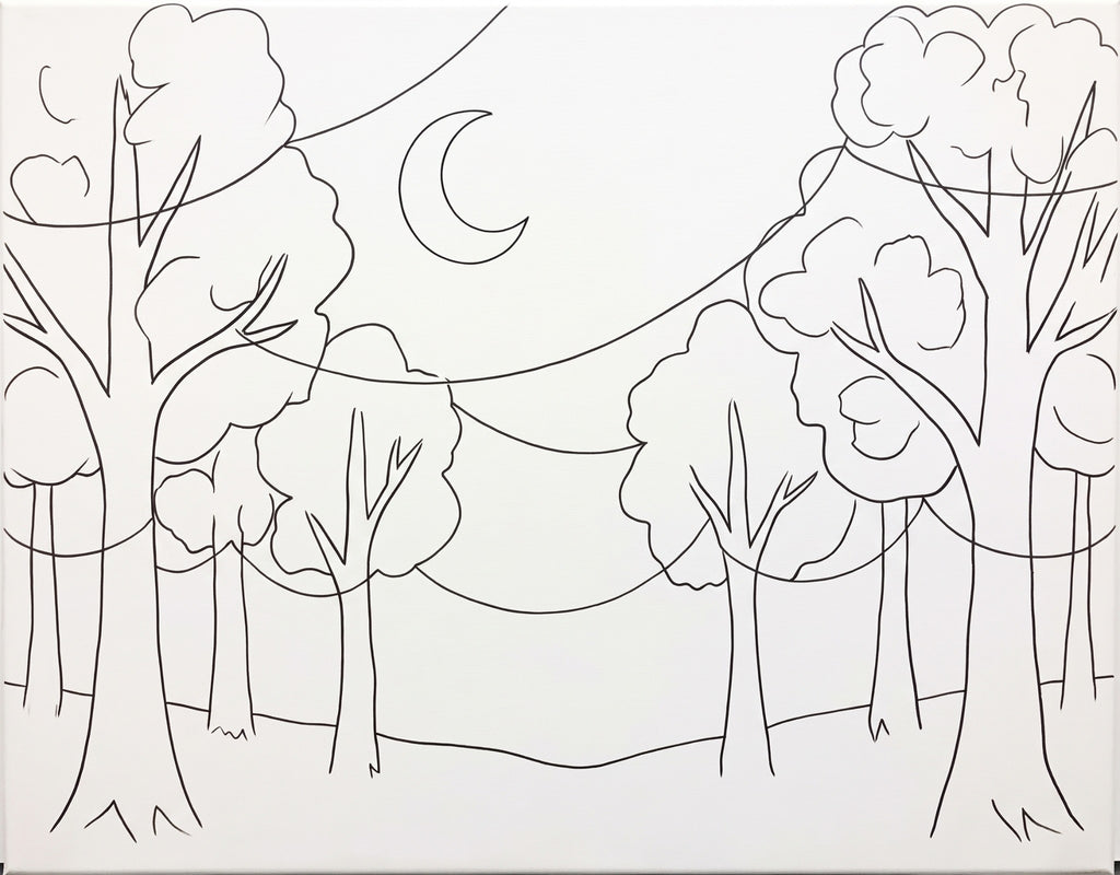 Autumn Nights & Bright Lights pre-traced canvas line drawing