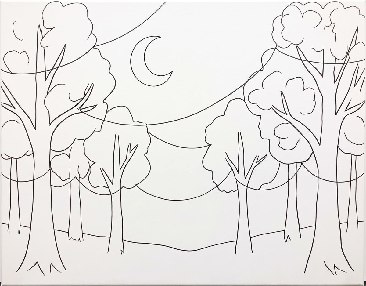 Autumn Nights & Bright Lights pre-traced canvas line drawing
