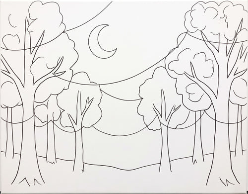 Autumn Nights & Bright Lights pre-traced canvas line drawing