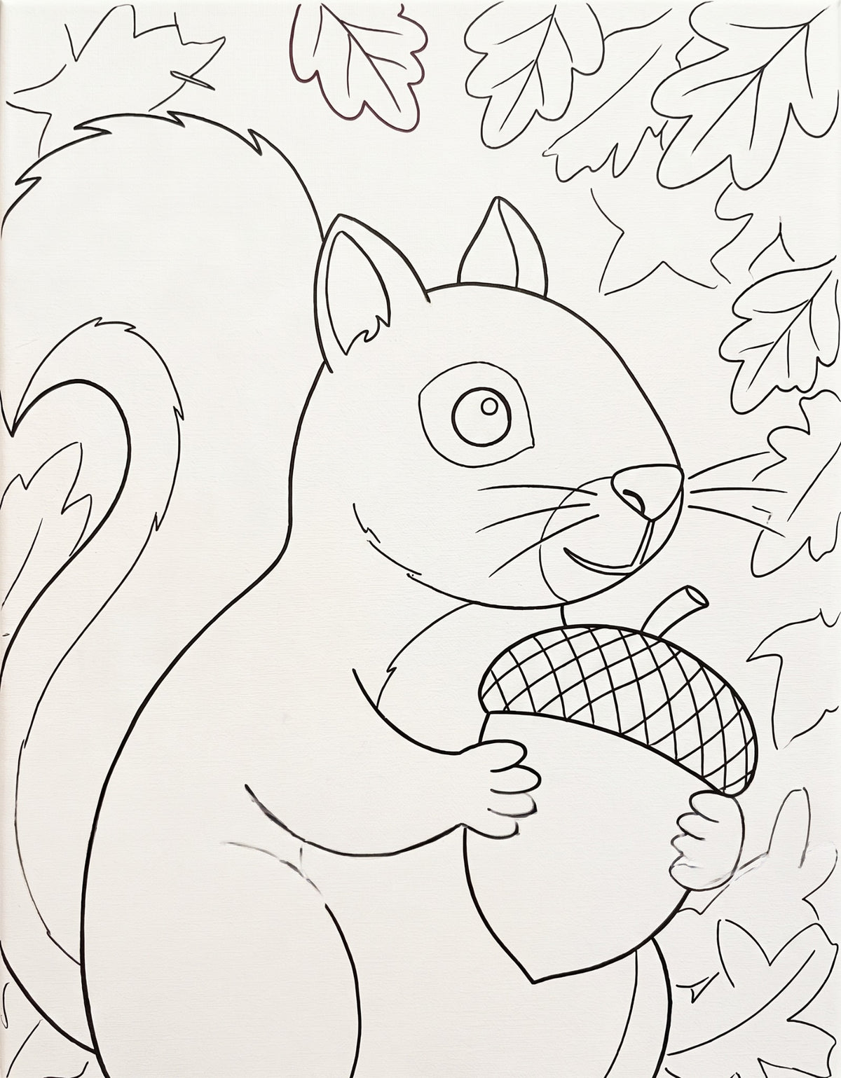 Autumn Squirrel pre-traced canvas line drawing