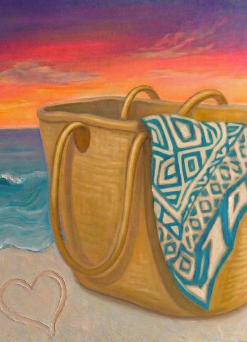 Beach Tote Sunset Paint Party Kit painting