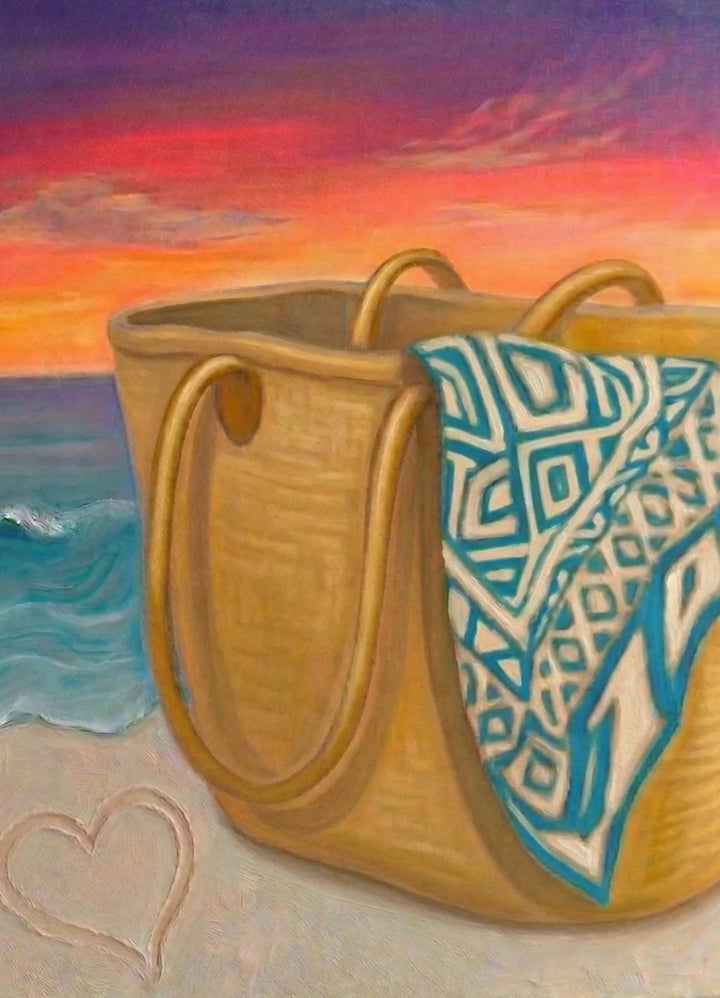 Beach Tote Sunset finished painting reference