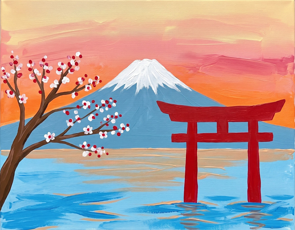 Blossoms at the Mountain Gate Paint Party Kit painting