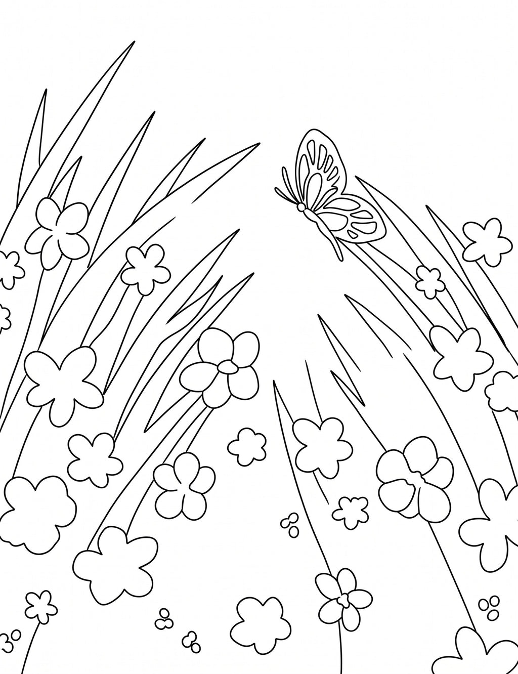 Butterfly Meadow pre-traced canvas line drawing