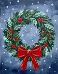 Christmas Evergreen Wreath acrylic painting design on canvas for DIY paint kit