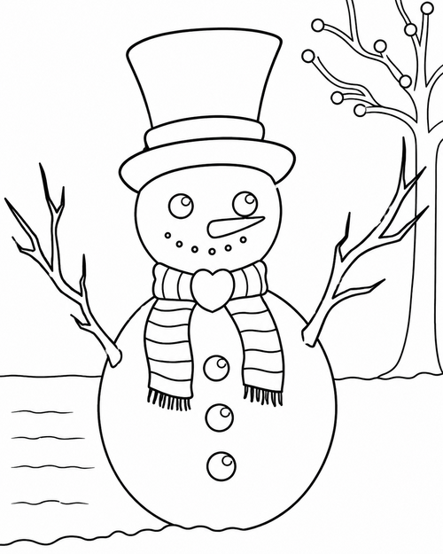Classic Snowman pre-traced canvas line drawing