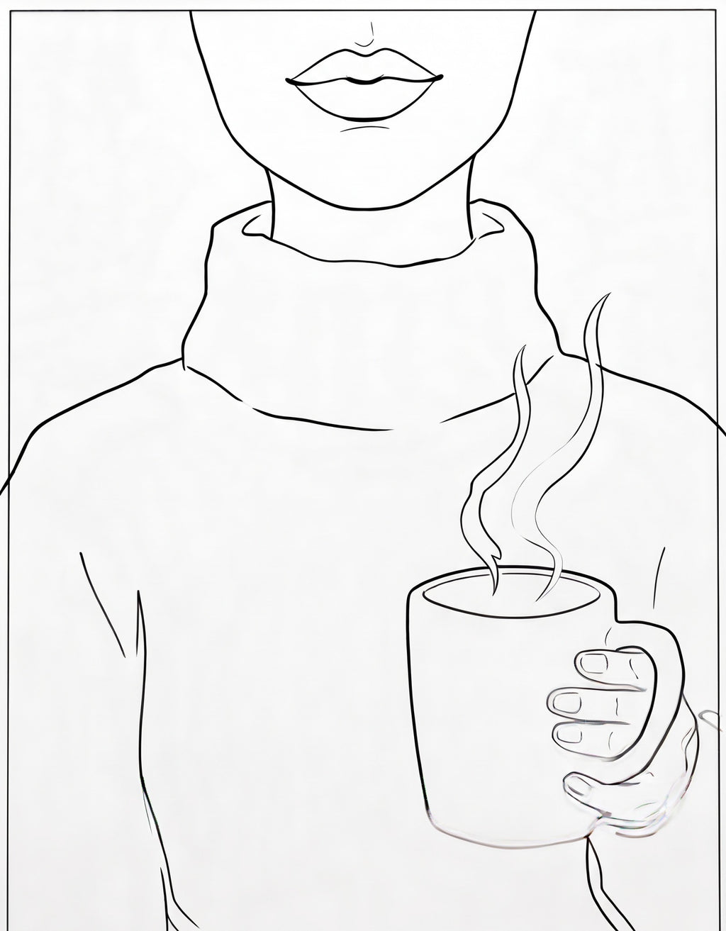 Coffee & Calm pre-traced canvas line drawing