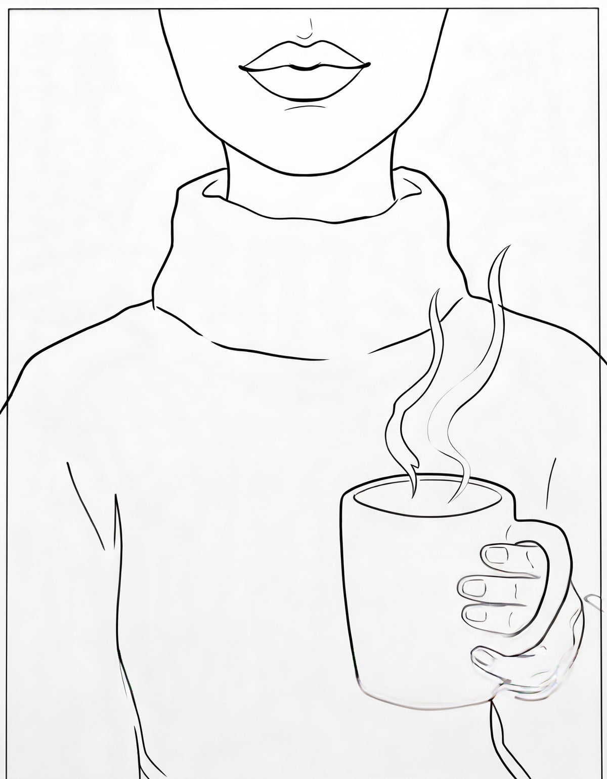 Coffee & Calm pre-traced canvas line drawing