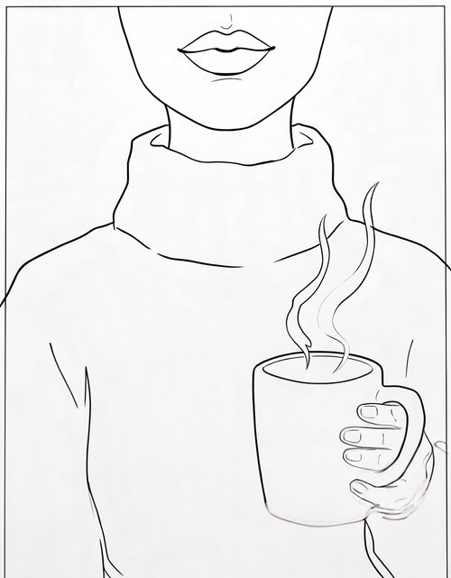 Coffee & Calm pre-traced canvas line drawing