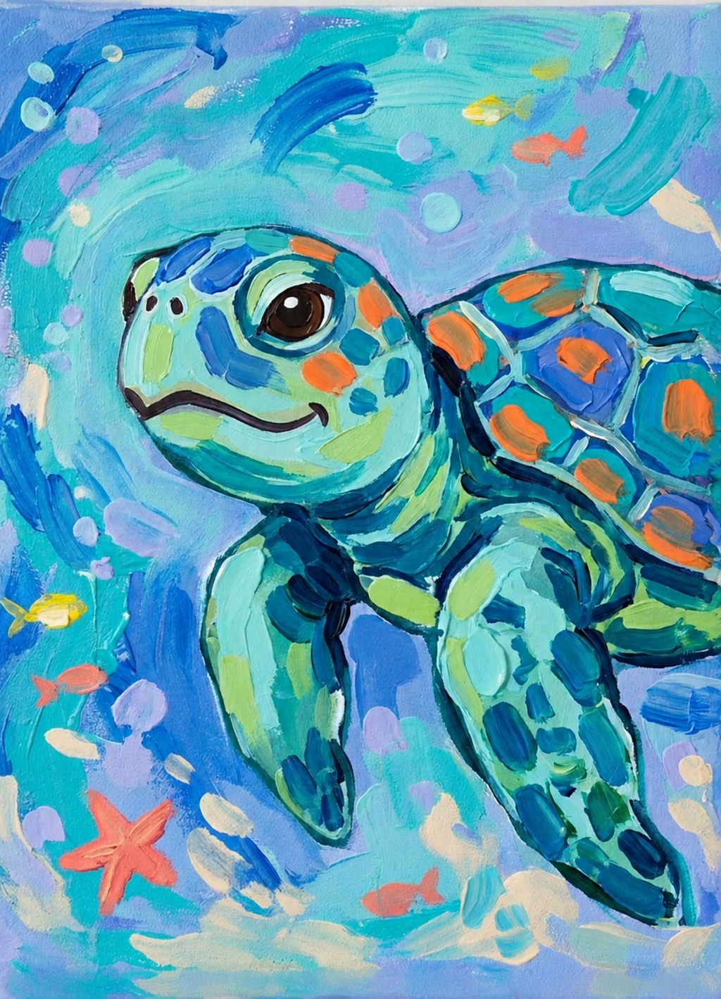 Colorful Sea Turtle finished painting