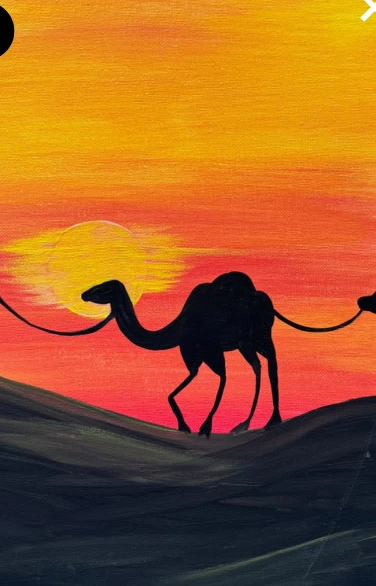 Desert Camel Sunset Paint Party Kit painting