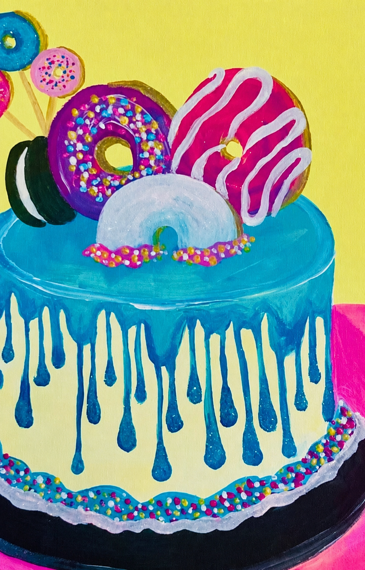 Donut Drip Cake finished painting