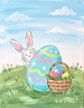 Easter Bunny & Decorated Egg acrylic painting design on canvas for DIY paint kit