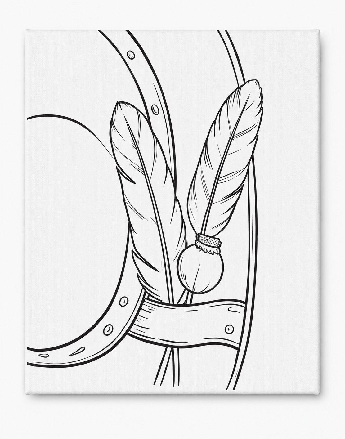 Feathered Western Hat pre-traced canvas line drawing