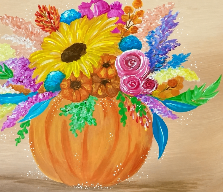 Floral Pumpkin finished painting