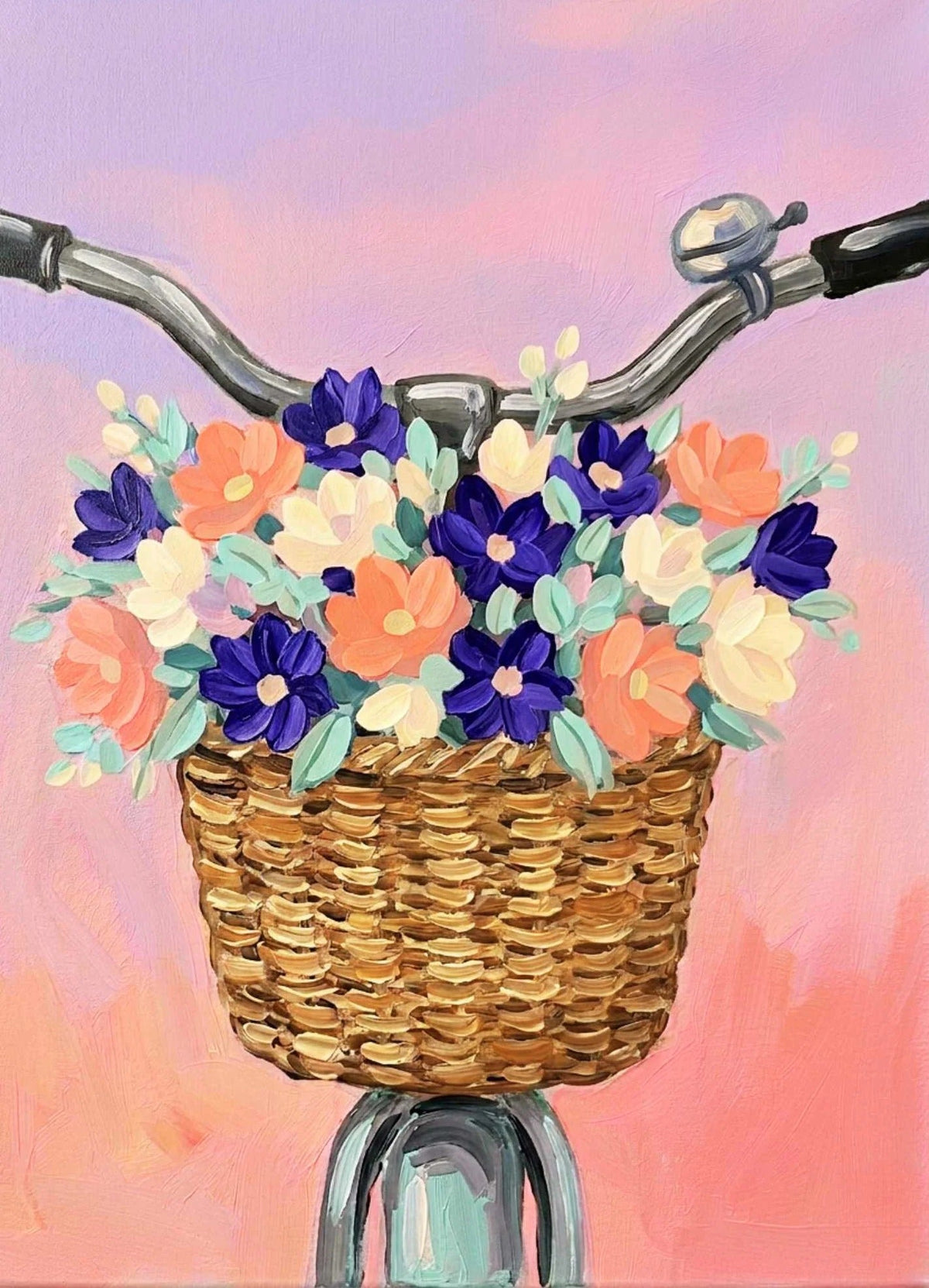 Flower Basket Bicycle Paint Party Kit painting