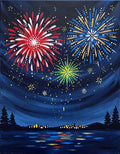Fourth of July Fireworks acrylic painting design on canvas for DIY paint kit