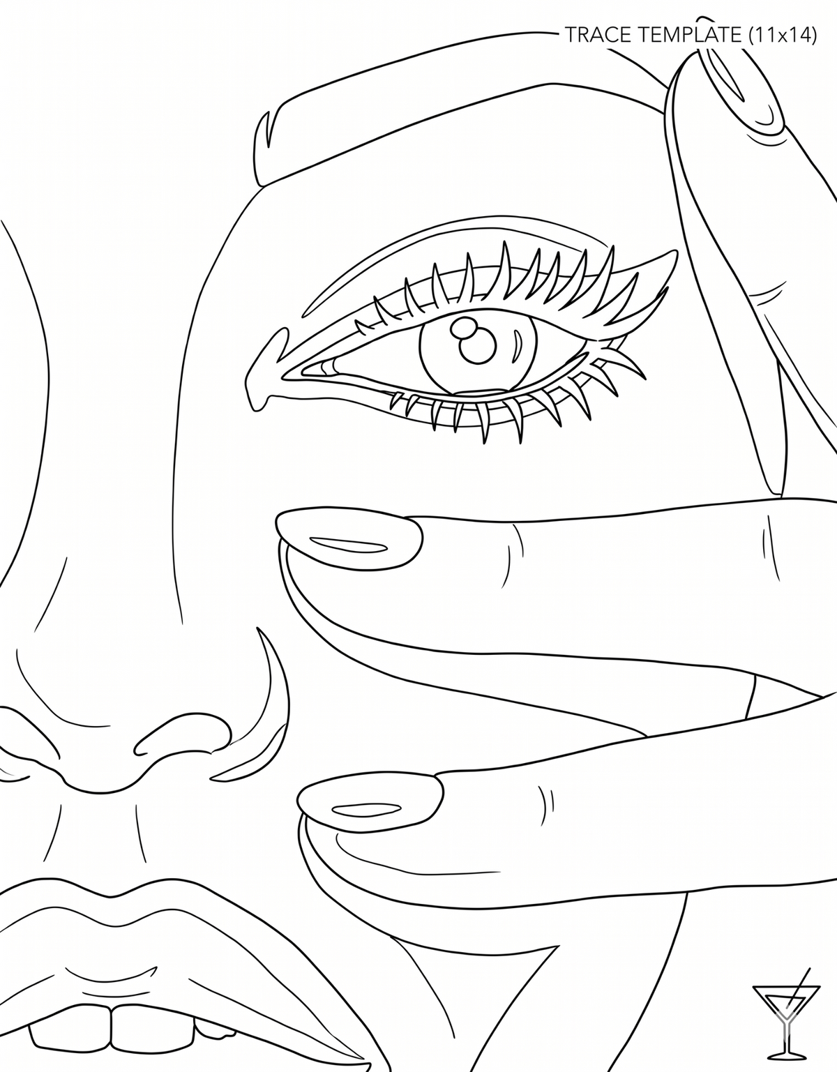 Golden Eye Glam pre-traced canvas line drawing