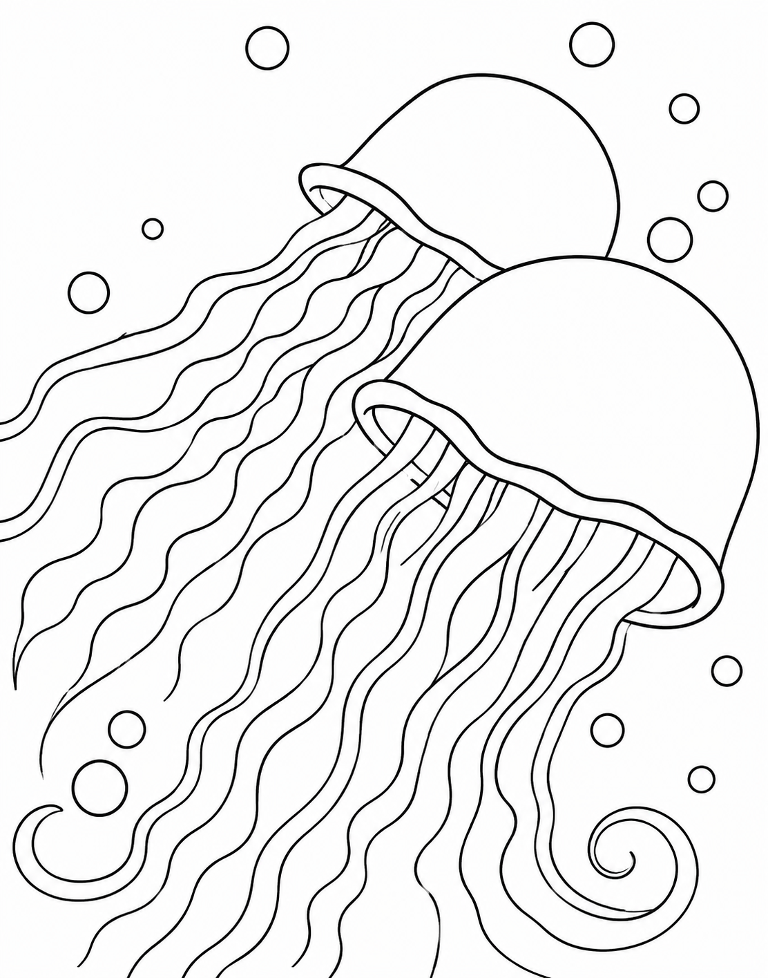 Golden Jellyfish Drift pre-traced canvas line drawing