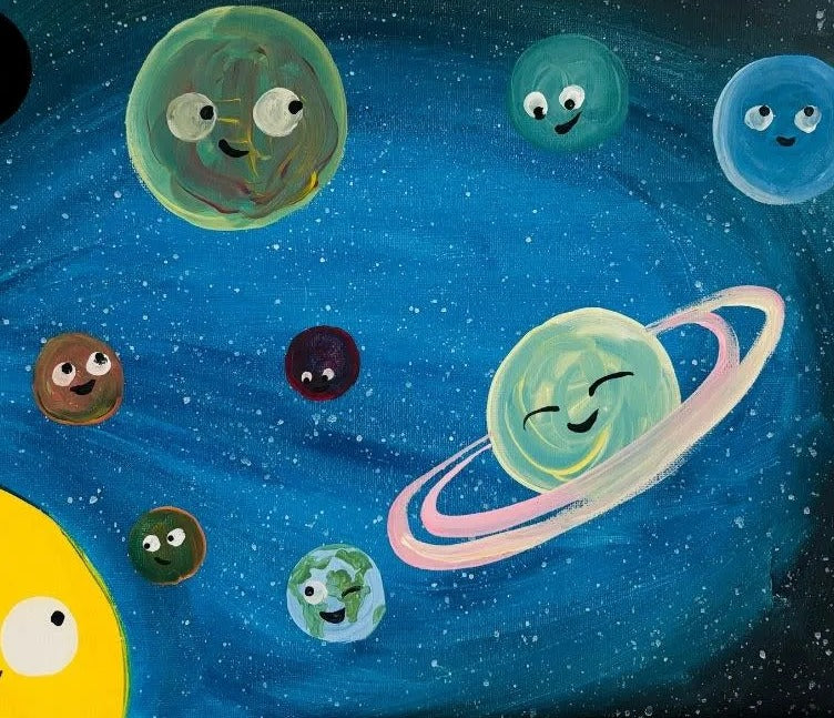 Happy Solar System Paint Party Kit painting