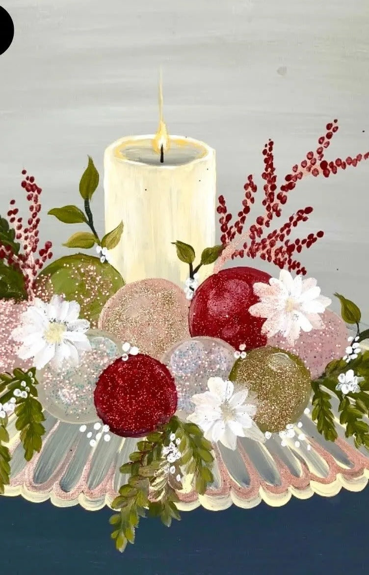 Holiday Candle Centerpiece Paint Party Kit painting