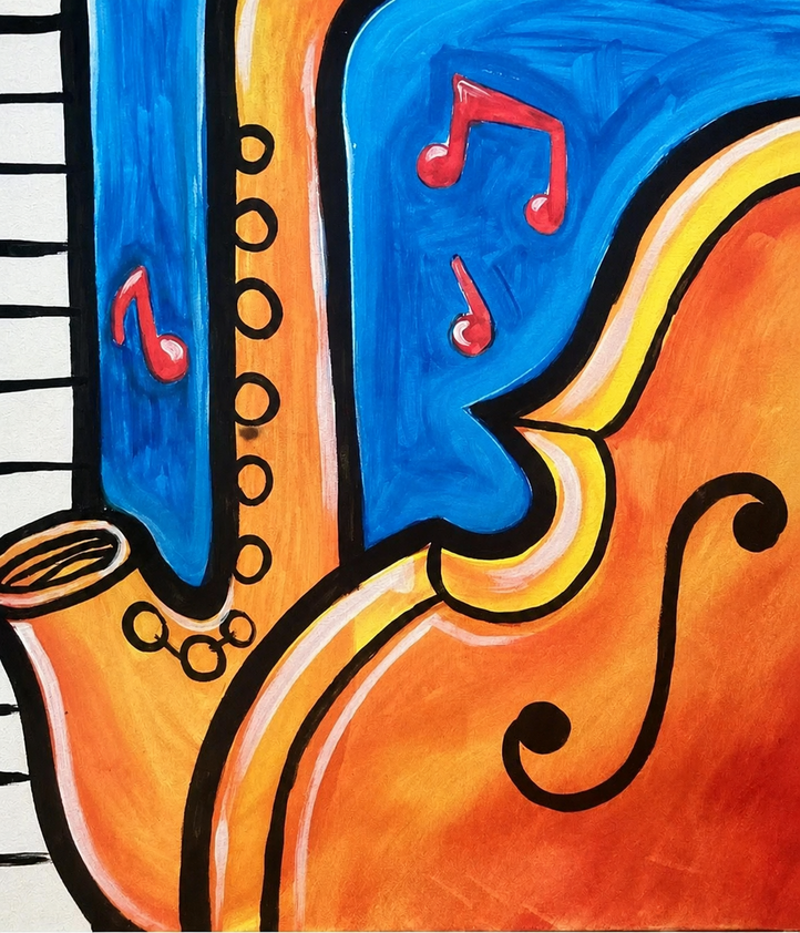 Jazzy Music Collage finished painting