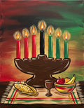 Kwanzaa Kinara Celebration acrylic painting design on canvas for DIY paint kit