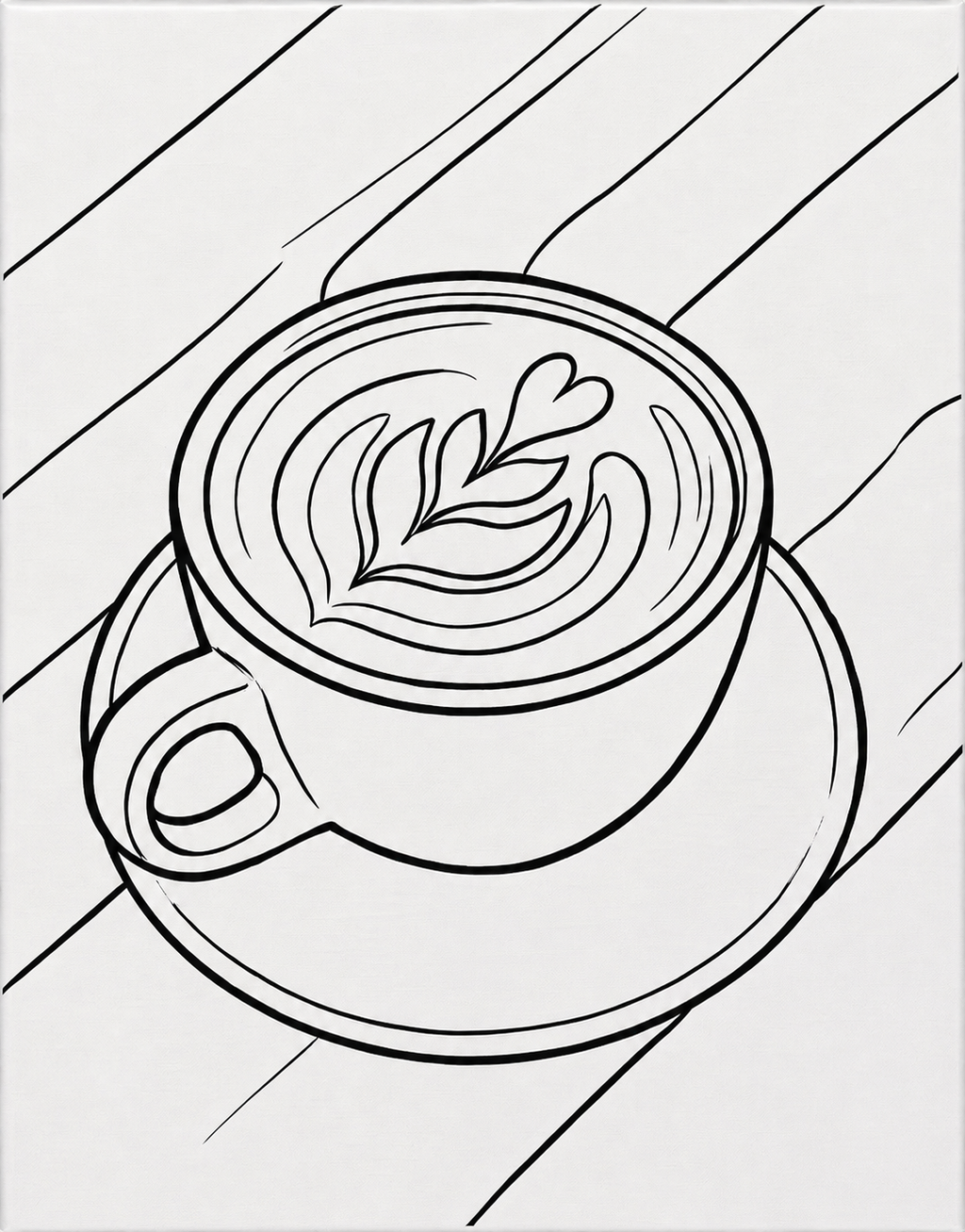 Latte Art pre-traced canvas line drawing