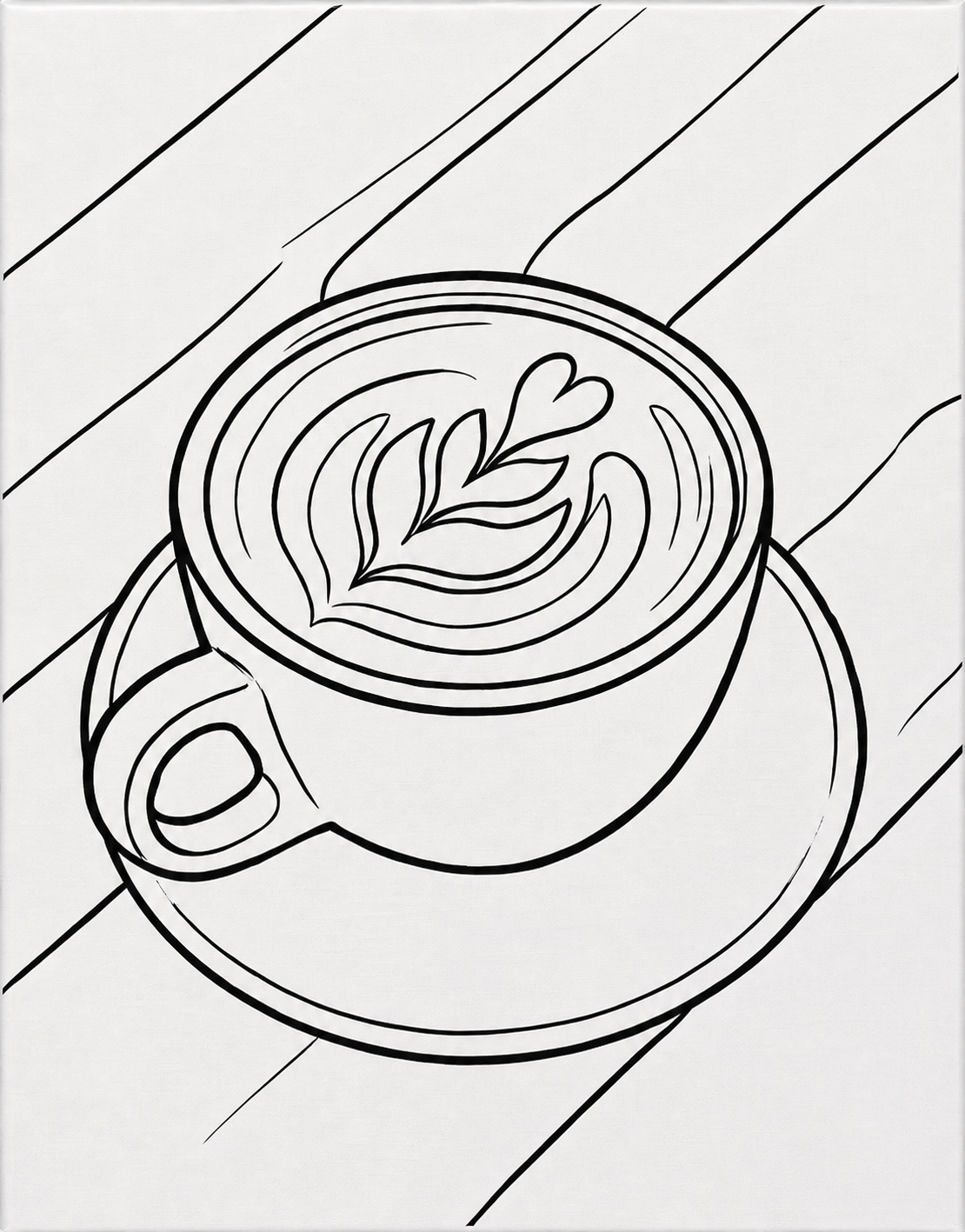 Latte Art pre-traced canvas line drawing