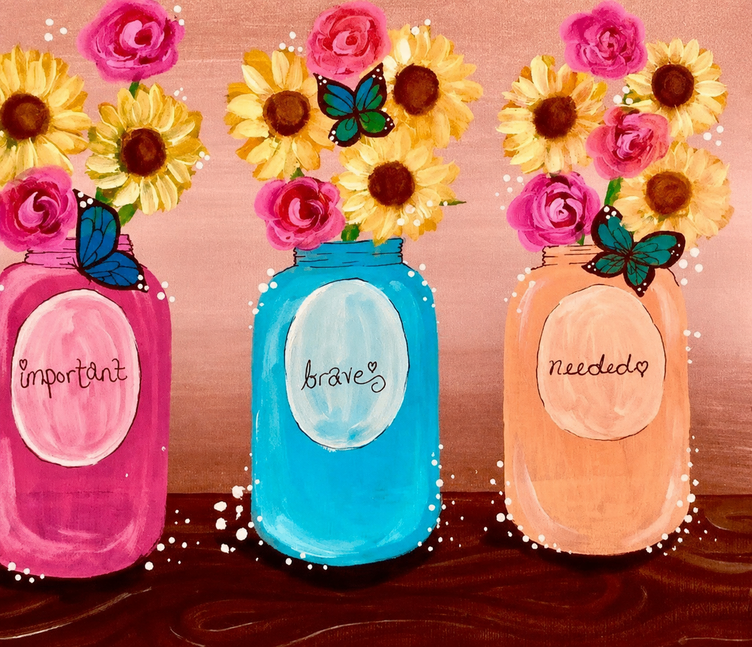 Mason Jar Sunflowers finished painting