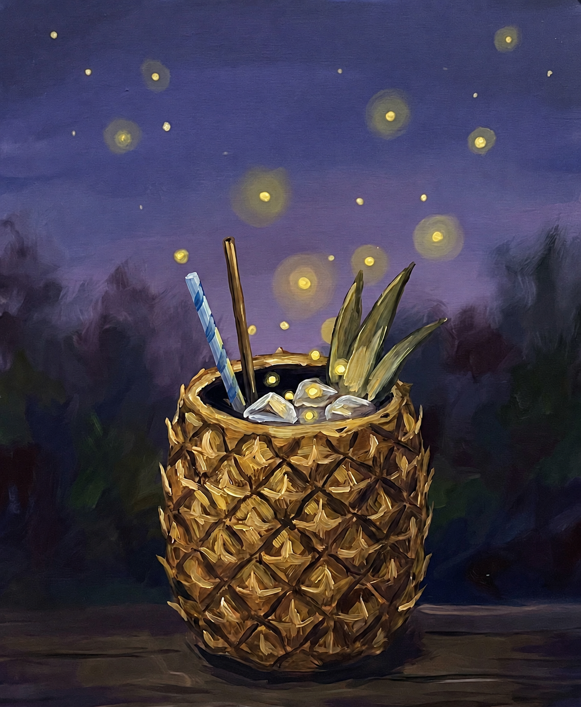 Finished pineapple cocktail night painting