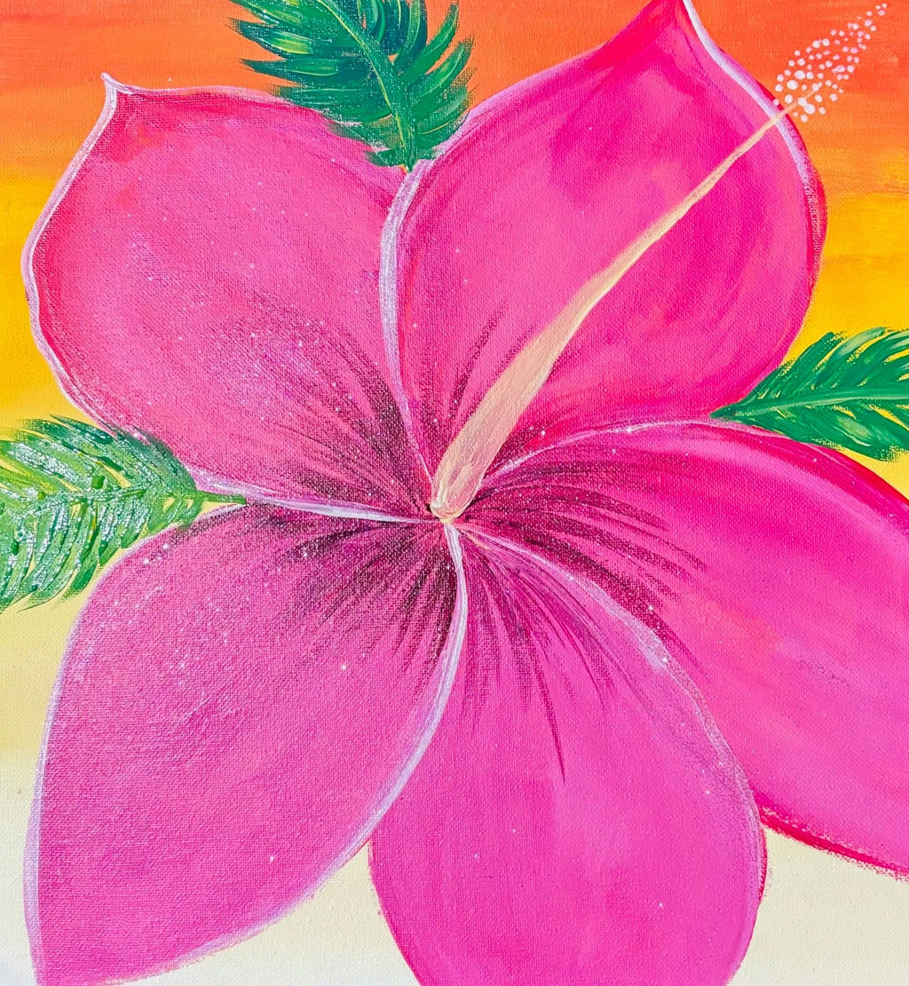 Pink Hibiscus Paint Party Kit painting