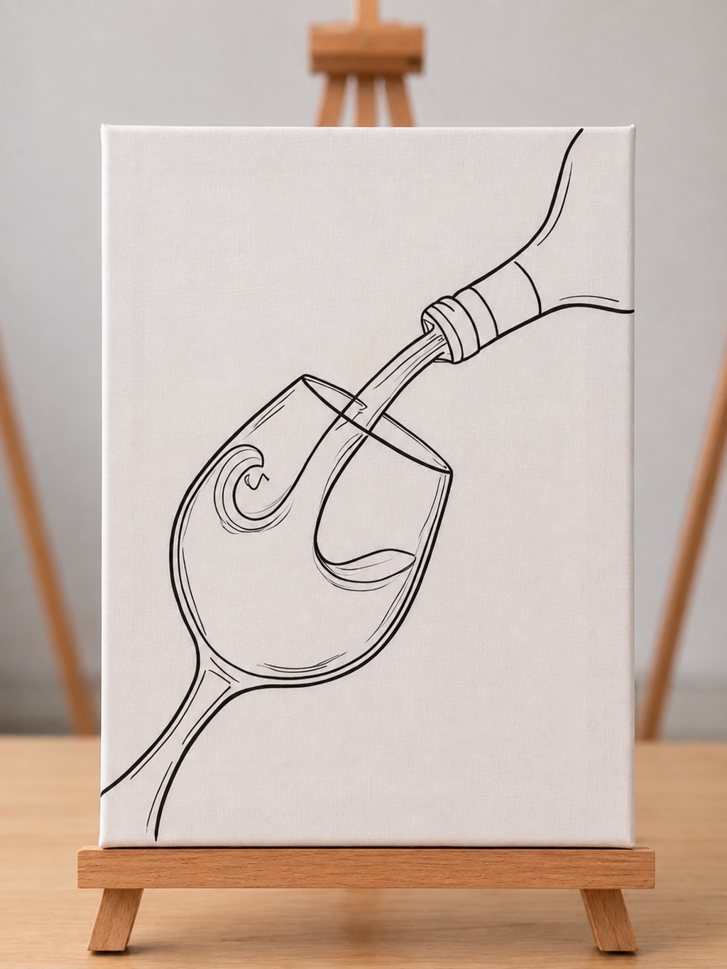Pour & Paint Wine Glass pre-traced canvas line drawing