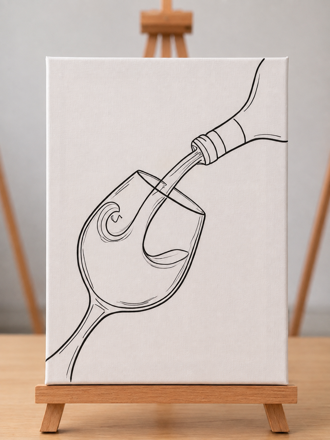 Pour & Paint Wine Glass pre-traced canvas line drawing