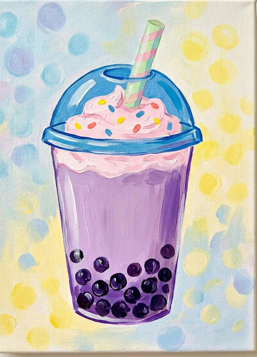 Purple Boba Tea Paint Party Kit painting