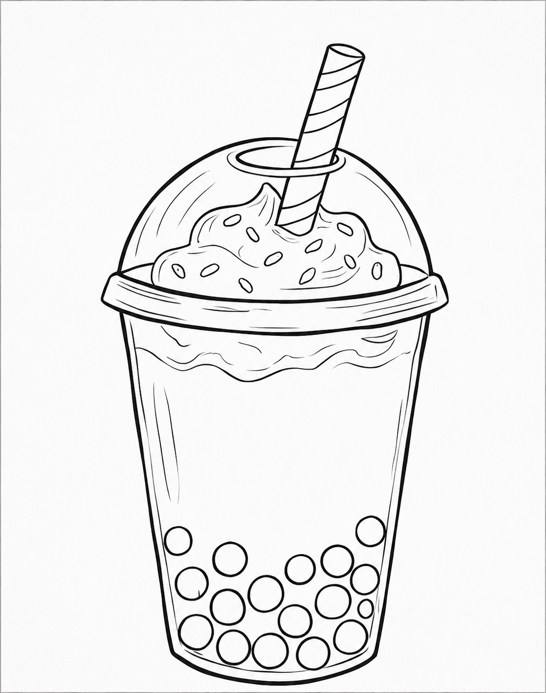 Purple Boba Tea pre-traced canvas line drawing