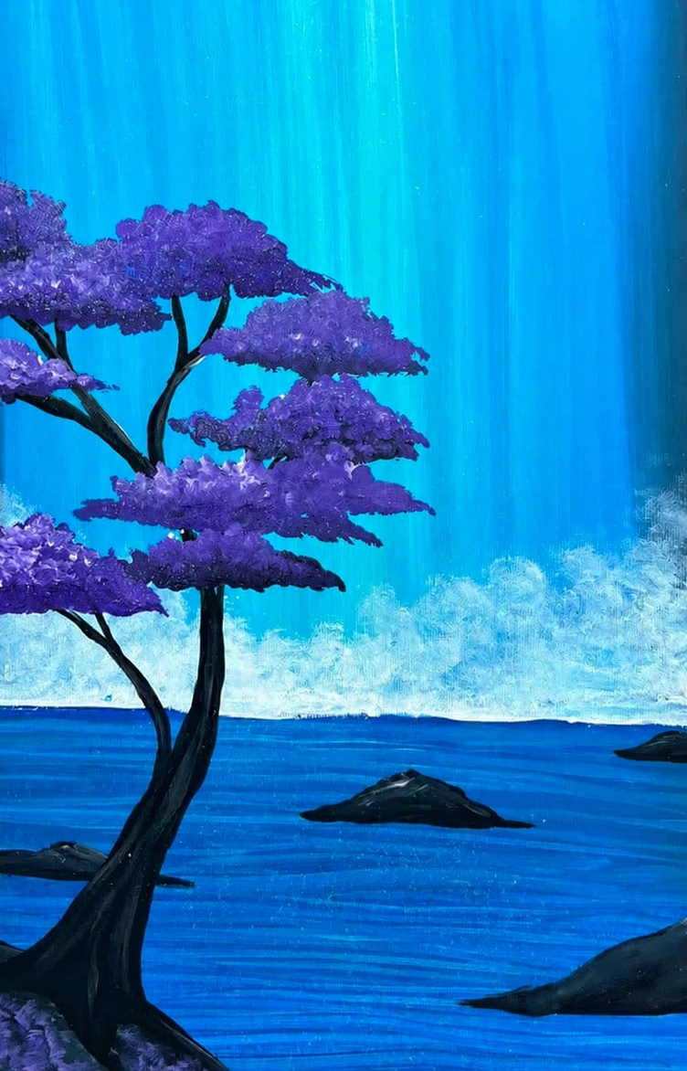 Purple Coastal Tree finished painting