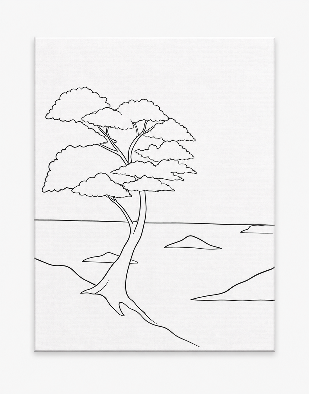 Purple Coastal Tree pre-traced canvas line drawing