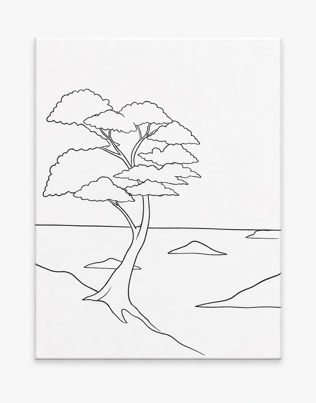 Purple Coastal Tree pre-traced canvas line drawing