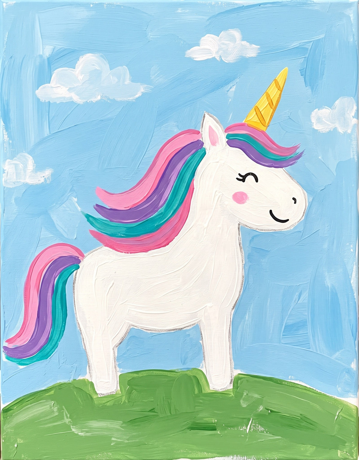 Rainbow Unicorn Paint Party Kit finished painting