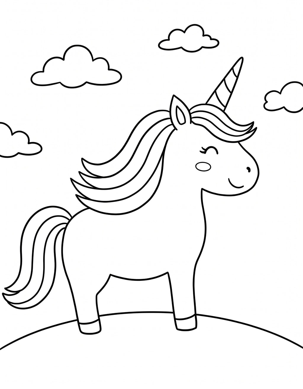 Rainbow Unicorn pre-traced canvas line drawing