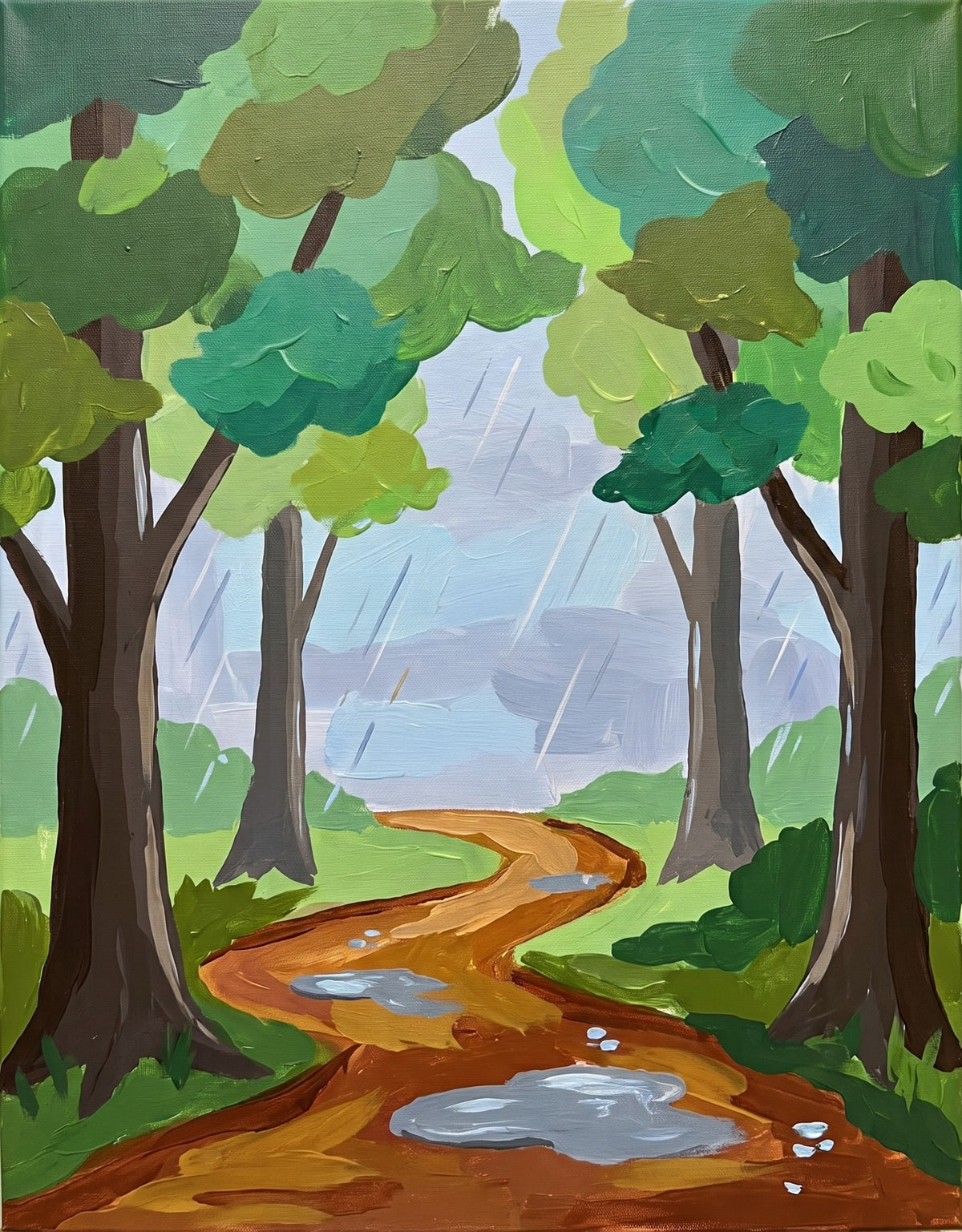 Rainy Forest Path Paint Party Kit painting