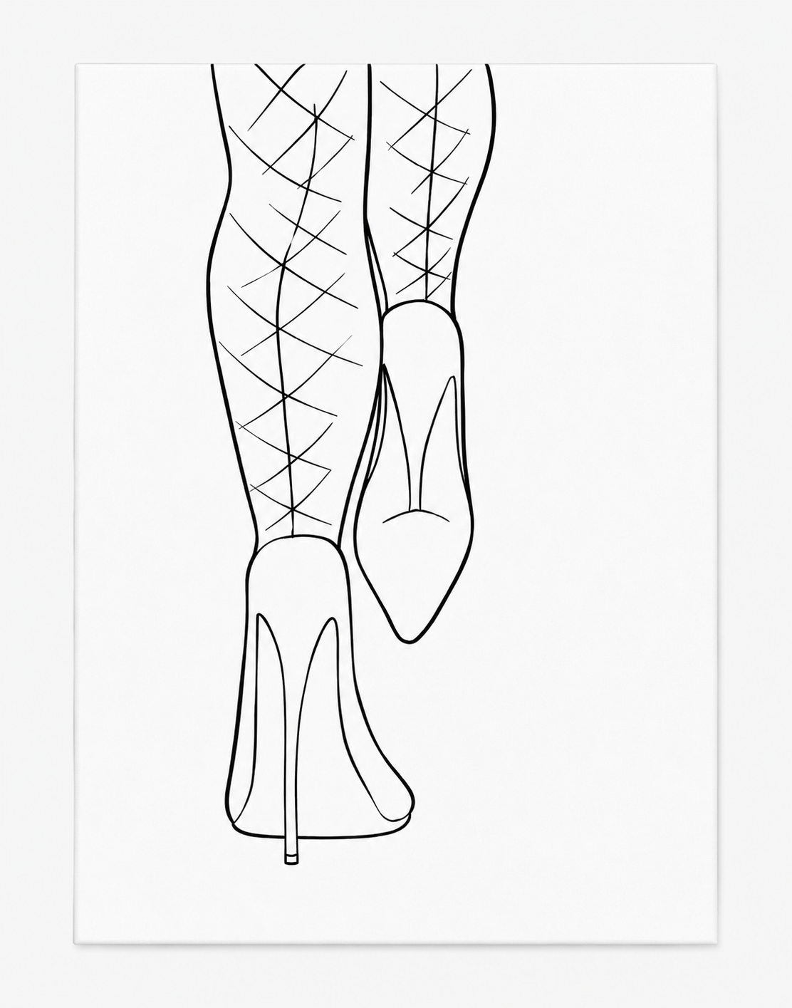Red Heels Night Out pre-traced canvas line drawing