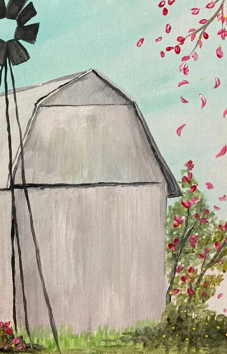 Rustic Barn & Windmill finished painting